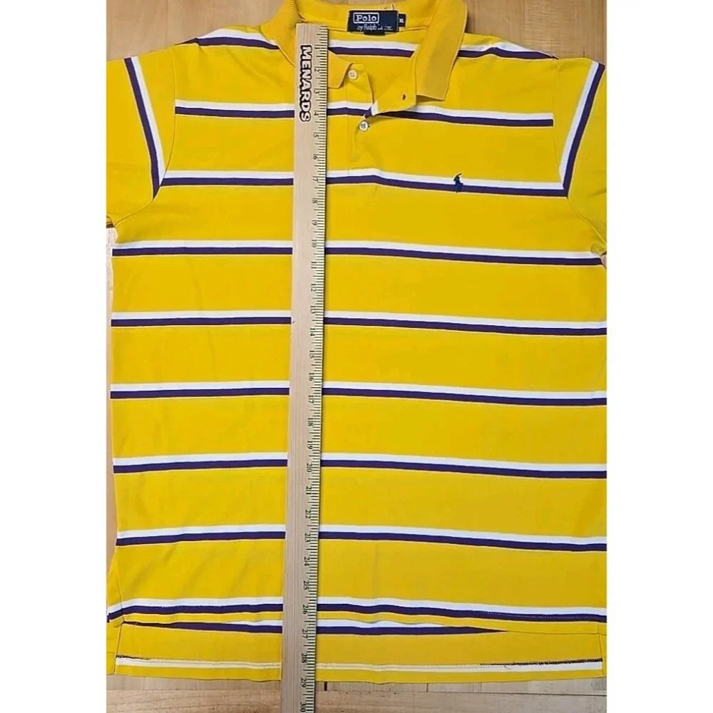 FLAW Vintage Polo Ralph Lauren Polo Shirt Mens Size XL Lakers Colors Made in USA